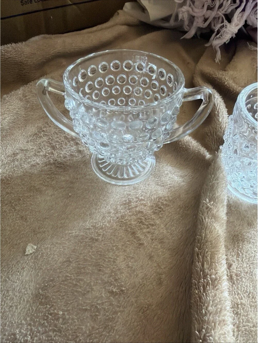 Vintage Moonstone Opalescent Hobnail Sugar Anchor Hocking 1941-1946 USA